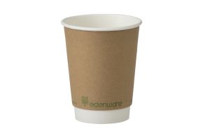 Hot Cup, 12oz, Double Wall, Compostable, Kraft