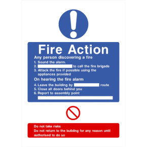 Sign, Fire Action (210 x 297mm)