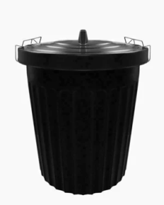 Bin, Black, Clip on Lid, 100L