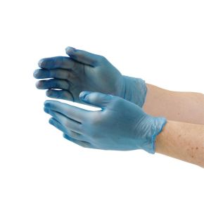 JanSan Vinyl Gloves, Powder Free, Large, Blue