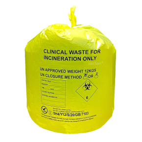 JanSan Clinical Waste Inceneration Refuse,Refuse Sacks Medium Duty 90L 12kg Yellow