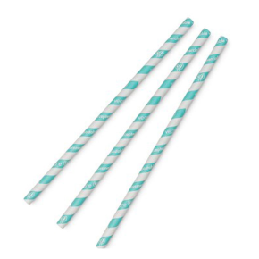 Vegware PS08-AS Jumbo Stripe Paper Straws,197mm Aqua