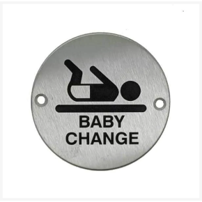 Sign, Baby Change, Stainless Steel