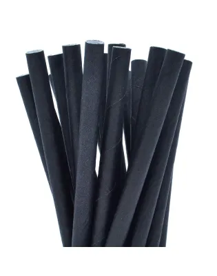 JanSan Paper Straight Cocktail Straw140mm Black