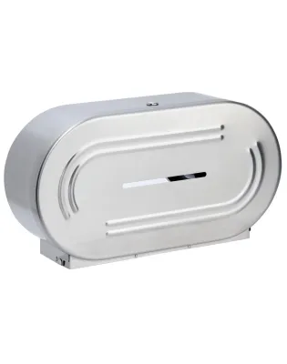JanSan Stainless Steel Jumbo Double Mini T Toilet Roll Dispenser