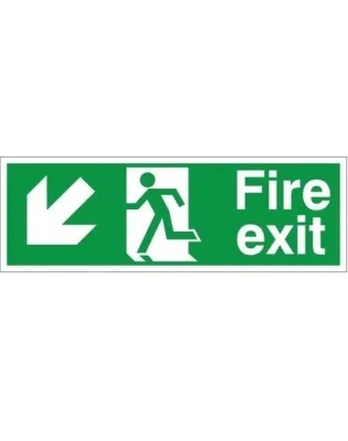 JanSan Fire Exit Sign Left Down Arrow Self-adhesive Vinyl 20x60cm