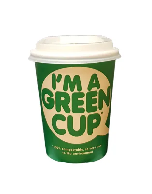 JanSan Compostable Im a Green Cup with Lid 12oz/360ml