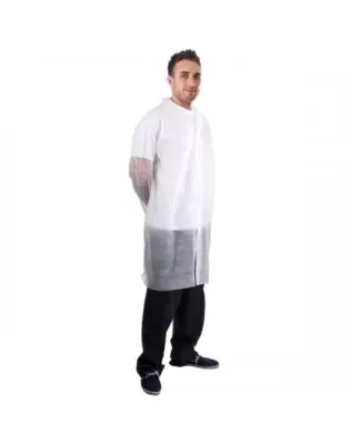 JanSan Visitors Non-Woven Coat With Velcro White Large