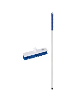 JanSan Washable Stiff Broom Complete Blue 12" 30cm