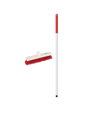 JanSan Washable Soft Broom Complete Red 12" 30cm