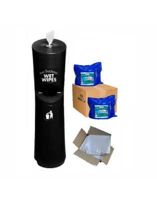 Freestanding Wet Wipe Dispenser Ready To Wipe Pack Kit Black
