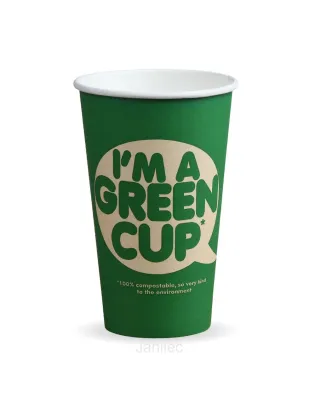 JanSan BioPak Compostable Single Wall Hot Cups "I'm a Green Cup" 16oz 475ml