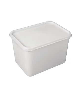 JanSan Rectangular Ice Cream Plastic Container & Lids 4 Litre Natural