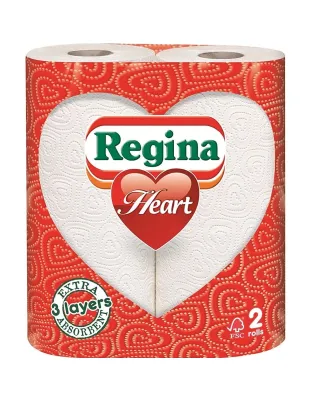 Regina Heart Kitchen Towels 3 Ply White
