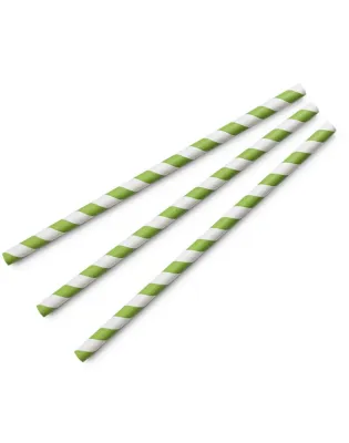 Vegware Jumbo Stripe Paper Straws 197mm Green