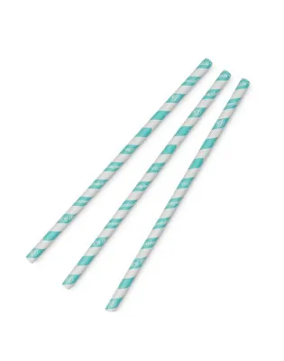 Vegware Jumbo Stripe Paper Straws 197mm Aqua