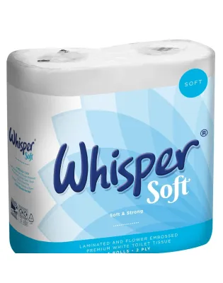 Whisper Soft 2Ply Toilet Tissue White 200 Sheets