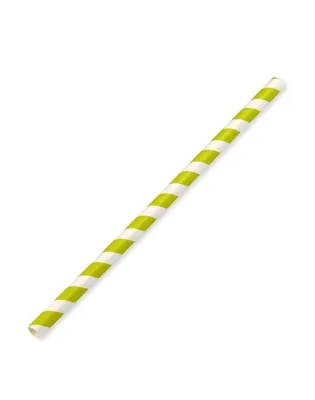 JanSan Jumbo Paper Straws 10mm Bore 200mm Green & White Stripe