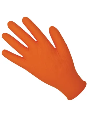 JanSan Nitrile Premium Grip Pattern Powder Free Gloves Small Orange
