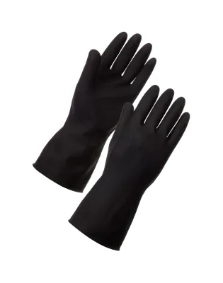 Medium Black Heavyweight Rubber Gloves