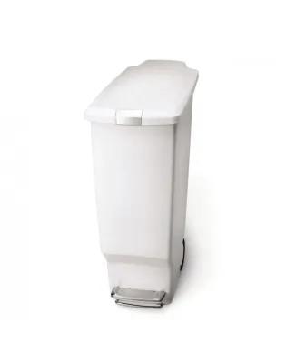 Simplehuman Slim White Plastic Pedal Bin 40 Litre