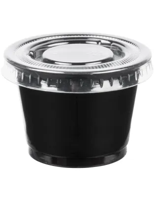 Plastic Souffle Portion Cups &amp; Lids Clear Combo 1oz 30ml