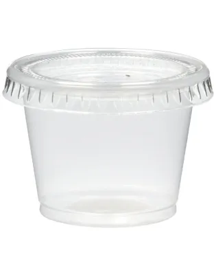 Plastic Souffle Portion Cups &amp; Lids Combo Translucent 1.25oz 37ml