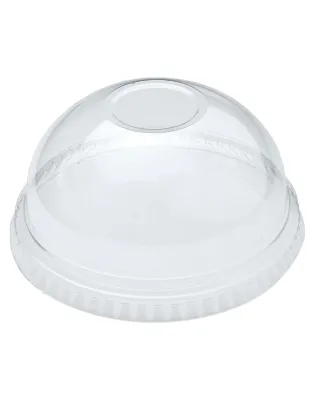 Compostable Clear PLA No Hole Domed Lid 9oz