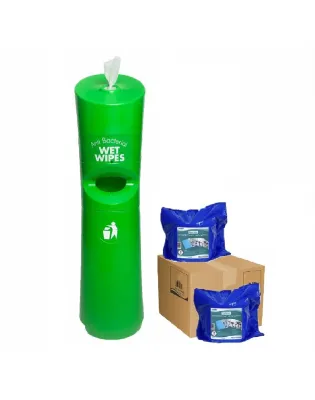 Green Starter Hand &amp; Handle Wet Wipe Dispenser &amp; Bin Kit
