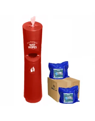 Red Starter Hand &amp; Handle Wet Wipe Dispenser &amp; Bin Kit