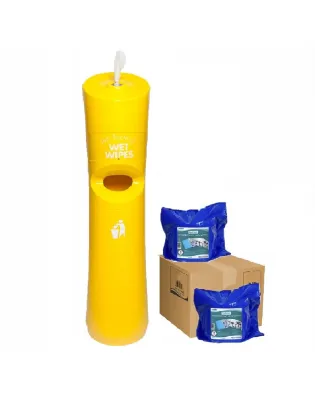 Yellow Starter Hand &amp; Handle Wet Wipe Dispenser &amp; Bin Kit