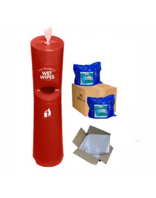 Red RTW Hand &amp; Handle Wet Wipe Dispenser &amp; Bin Pack
