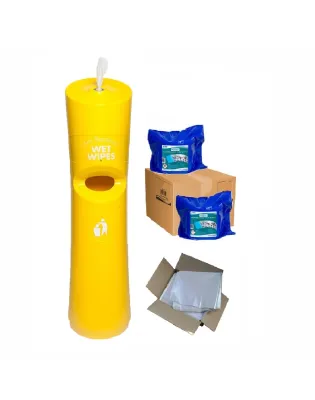 Yellow RTW Hand &amp; Handle Wet Wipe Dispenser &amp; Bin Pack