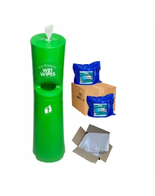 Green RTW Hand &amp; Handle Wet Wipe Dispenser &amp; Bin Pack