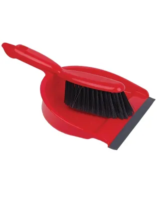 JanSan Red Stiff Dustpan &amp; Brush Set
