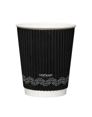 Leafware Black Ripple 12oz 355mL Double Wall Hot Cups