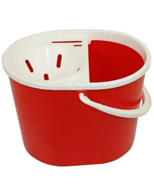 JanSan Oval Mop Bucket and Wringer 5 Litre Red