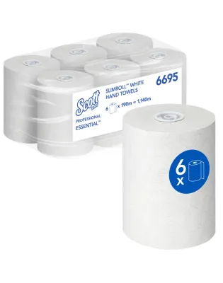 Scott 6695 Essential Slimroll Rolled Hand Paper Towel White