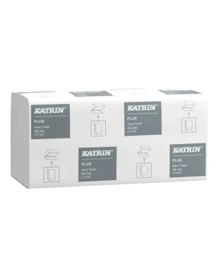 Katrin 83114 Plus V-fold Hand Towel Zig Zag 1 Ply White Handy Pack