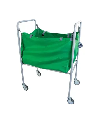 JanSan Mobile Hamper Trolley &amp; 10 Laundry Bags Green