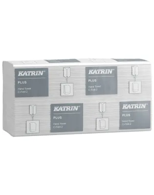 Katrin 73542 Plus C-fold Paper Towels 100 Sheets 2-Ply White