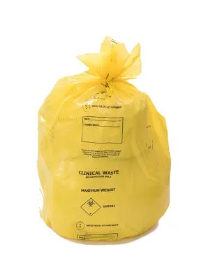 JanSan Clinical Waste Inceneration Refuse Sacks Heavy Duty 90L 20kg Yellow