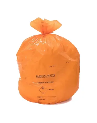 JanSan Clinical Waste Alt. Treatment Refuse Sacks Heavy Duty 90L 20kg Orange