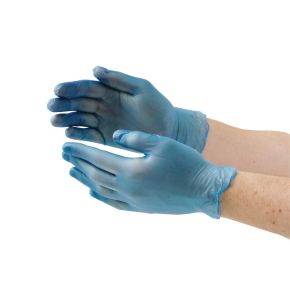 JanSan Vinyl Gloves, Powder Free, Small, Blue