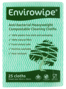 Envirowipe Compostable Cloths, Anti-Bac, Green