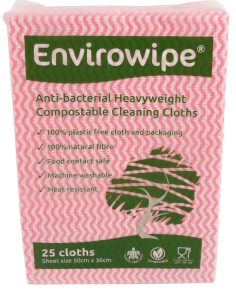 Envirowipe Compostable Cloths, Anti-Bac, Red
