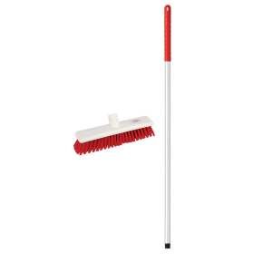 JanSan Washable Soft Broom Complete Red,12" 30cm