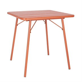 Table, Slatted Steel, Terracotta, 710 x 700 x 700mm