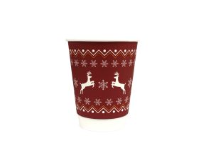 Hot Cup, 12oz, Double Wall, Christmas Red