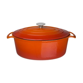 Casserole Dish, Cast Iron, Orange, 6L